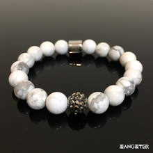 Load image into Gallery viewer, Howlite X Silver Crystal Womens Bracelet