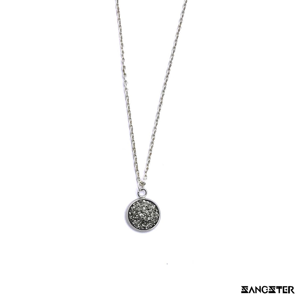 Silver Crystal Womens Pendant Necklace