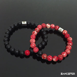 Red Jasper Mens Bracelet Set