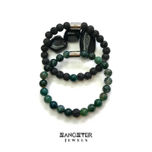 Load image into Gallery viewer, Green Agate Mens Bracelet Set